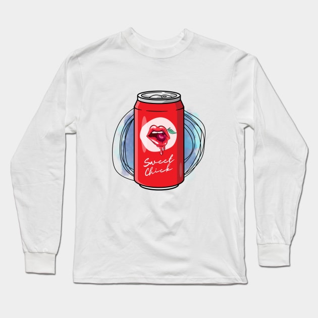 Sweet Chick Cherry Coke Drink Long Sleeve T-Shirt by FRH Design